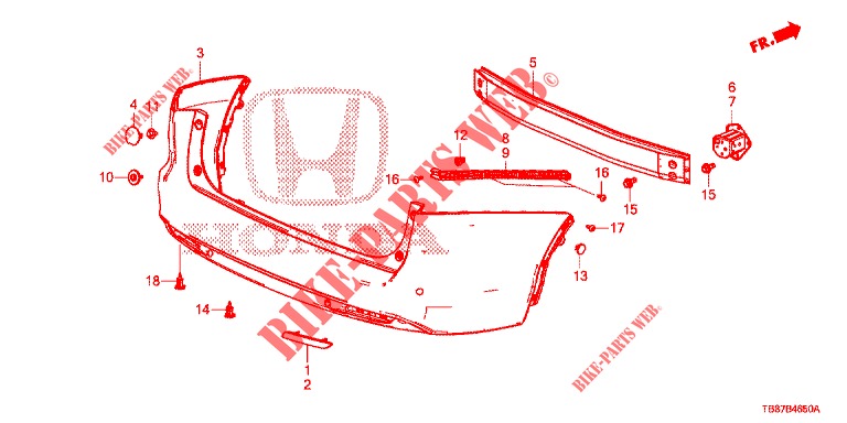 REAR BUMPER  for Honda CIVIC TOURER 1.8 SE 5 Doors 5 speed automatic 2014