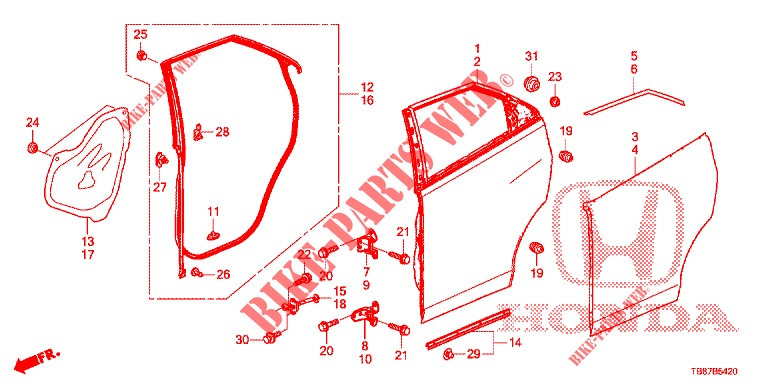 REAR DOOR PANELS (4D)  for Honda CIVIC TOURER 1.8 SE 5 Doors 5 speed automatic 2014