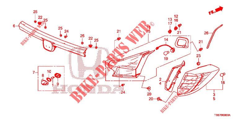 TAILLIGHT/LICENSE LIGHT (PGM FI)  for Honda CIVIC TOURER 1.8 SE 5 Doors 5 speed automatic 2014