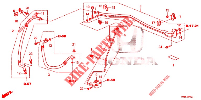 AIR CONDITIONER (FLEXIBLES/TUYAUX) (1.8L) (RH) (1) for Honda CIVIC TOURER 1.8 ES 5 Doors 5 speed automatic 2015