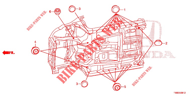 GROMMET (INFERIEUR) for Honda CIVIC TOURER 1.8 ES 5 Doors 5 speed automatic 2015