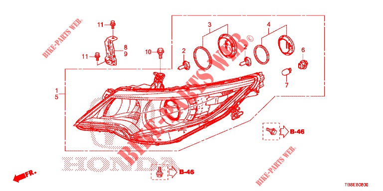 HEADLIGHT  for Honda CIVIC TOURER 1.8 ES 5 Doors 5 speed automatic 2015