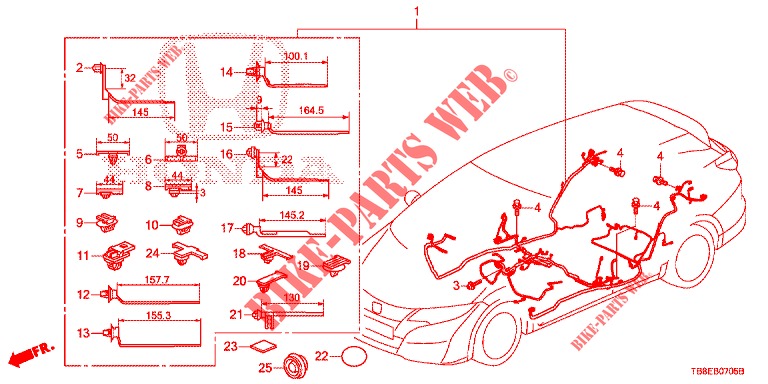 WIRE HARNESS (3) (RH) for Honda CIVIC TOURER 1.8 ES 5 Doors 5 speed automatic 2015