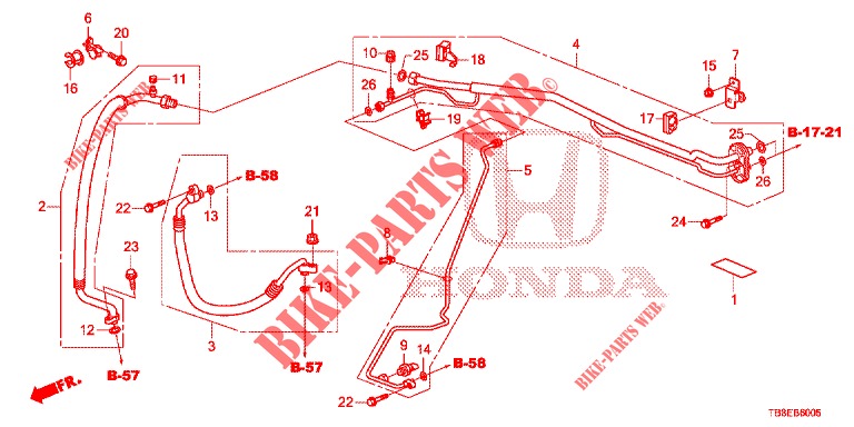 AIR CONDITIONER (FLEXIBLES/TUYAUX) (1.8L) (RH) (2) for Honda CIVIC TOURER 1.8 EX 5 Doors 5 speed automatic 2016