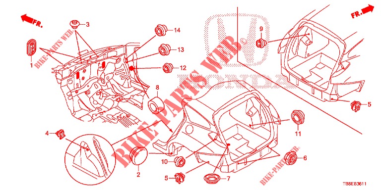 GROMMET (ARRIERE) for Honda CIVIC TOURER 1.8 EX 5 Doors 5 speed automatic 2016