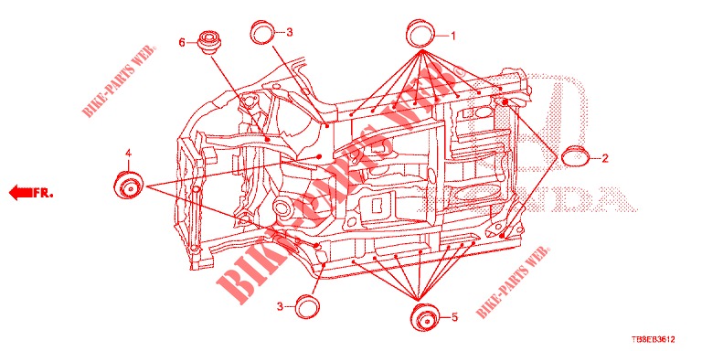 GROMMET (INFERIEUR) for Honda CIVIC TOURER 1.8 EX 5 Doors 5 speed automatic 2016