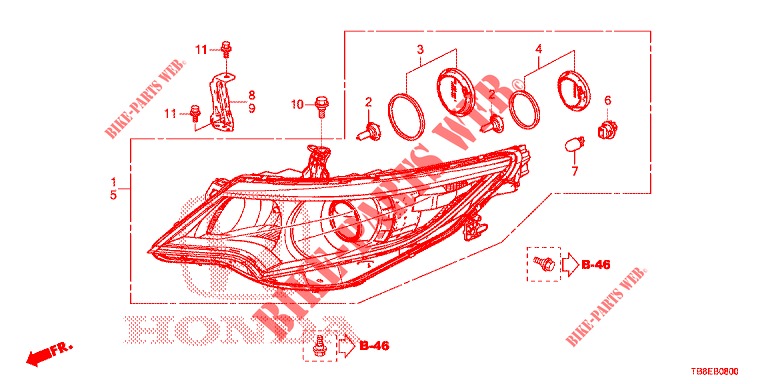 HEADLIGHT  for Honda CIVIC TOURER 1.8 EX 5 Doors 5 speed automatic 2016