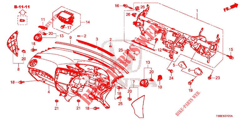 INSTRUMENT PANEL UPPER (RH) for Honda CIVIC TOURER 1.8 EX 5 Doors 5 speed automatic 2016