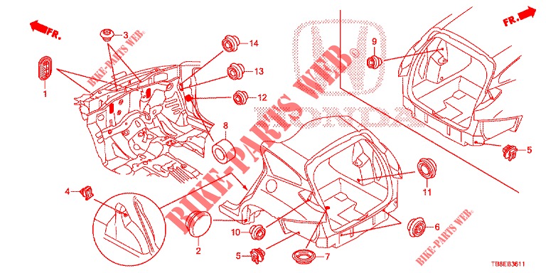 GROMMET (ARRIERE) for Honda CIVIC TOURER 1.8 EXGT 5 Doors 5 speed automatic 2016