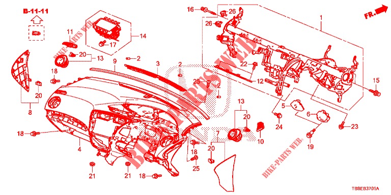 INSTRUMENT PANEL UPPER (RH) for Honda CIVIC TOURER 1.8 EXGT 5 Doors 5 speed automatic 2016