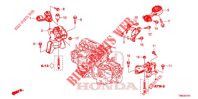 ENGINE MOUNTS (AT) for Honda CIVIC TOURER 1.8 SE 5 Doors 5 speed automatic 2016
