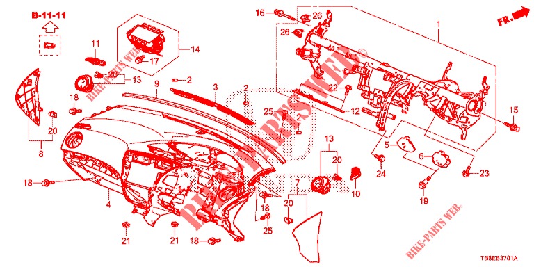 INSTRUMENT PANEL UPPER (RH) for Honda CIVIC TOURER 1.8 SE 5 Doors 5 speed automatic 2016