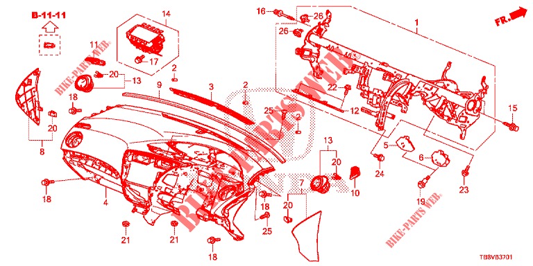 INSTRUMENT PANEL UPPER (RH) for Honda CIVIC TOURER 1.8 EX 5 Doors 5 speed automatic 2017