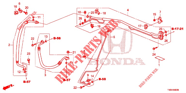 AIR CONDITIONER (FLEXIBLES/TUYAUX) (1.8L) (RH) for Honda CIVIC TOURER 1.8 EXGT 5 Doors 5 speed automatic 2017