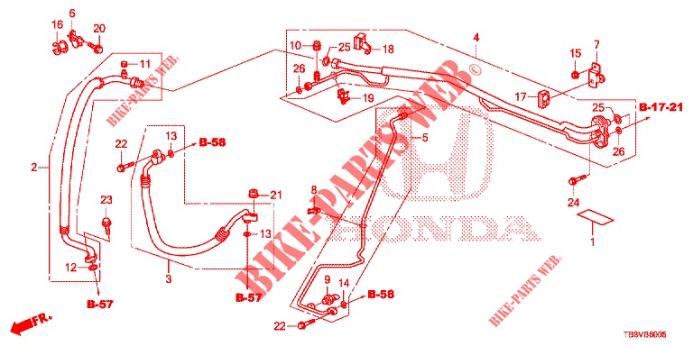 AIR CONDITIONER (FLEXIBLES/TUYAUX) (1.8L) (RH) for Honda CIVIC TOURER 1.8 SE 5 Doors 5 speed automatic 2017