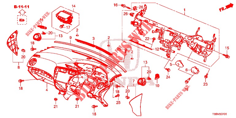 INSTRUMENT PANEL UPPER (RH) for Honda CIVIC TOURER 1.8 SE 5 Doors 5 speed automatic 2017