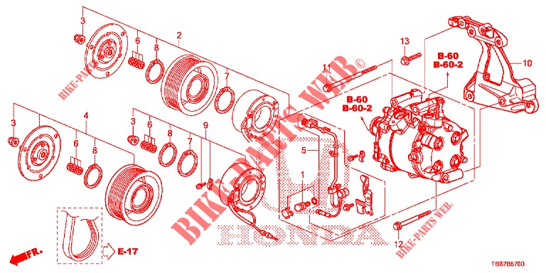 AIR CONDITIONER (COMPRESSEUR) (1.8L) for Honda CIVIC TOURER 1.8 ES 5 Doors 6 speed manual 2014