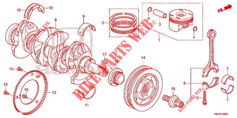CRANKSHAFT/PISTON  for Honda CIVIC TOURER 1.8 ES 5 Doors 6 speed manual 2014