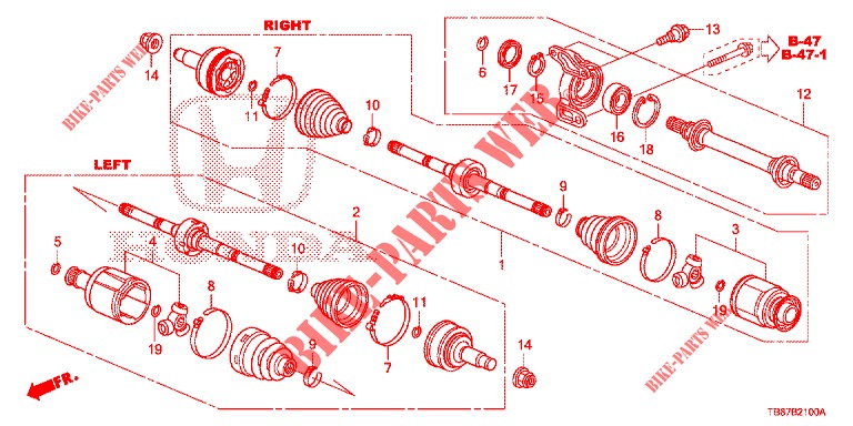 FRONT DRIVESHAFT/HALF SHA FT (1.8L) for Honda CIVIC TOURER 1.8 ES 5 Doors 6 speed manual 2014