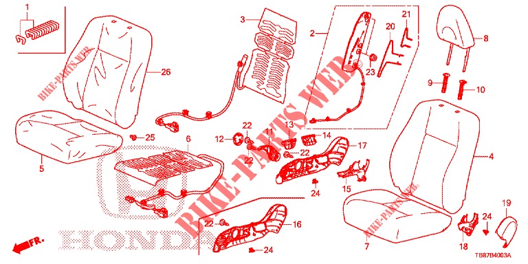 FRONT SEAT/SEATBELTS (D.) (2) for Honda CIVIC TOURER 1.8 ES 5 Doors 6 speed manual 2014