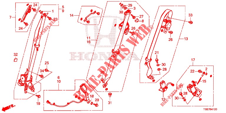 FRONT SEAT/SEATBELTS  for Honda CIVIC TOURER 1.8 ES 5 Doors 6 speed manual 2014