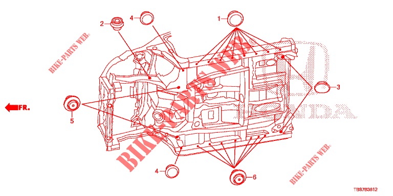 GROMMET (INFERIEUR) for Honda CIVIC TOURER 1.8 ES 5 Doors 6 speed manual 2014