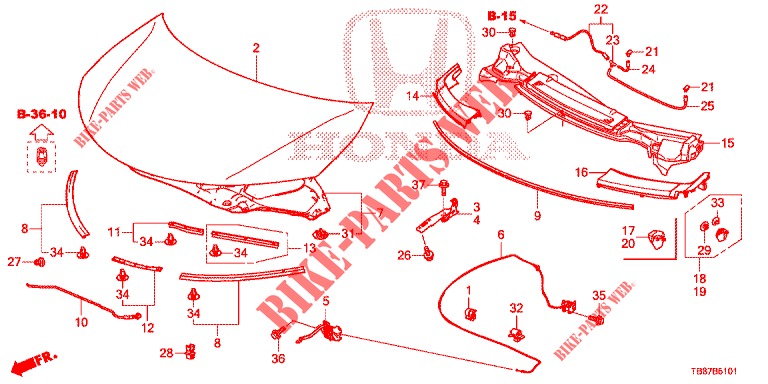 HOOD (RH) for Honda CIVIC TOURER 1.8 ES 5 Doors 6 speed manual 2014