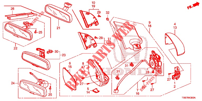 MIRROR/SUNVISOR  for Honda CIVIC TOURER 1.8 ES 5 Doors 6 speed manual 2014