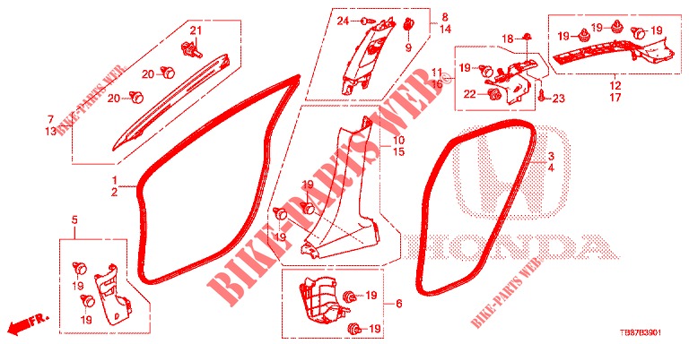 PILLAR GARNISH (RH) for Honda CIVIC TOURER 1.8 ES 5 Doors 6 speed manual 2014