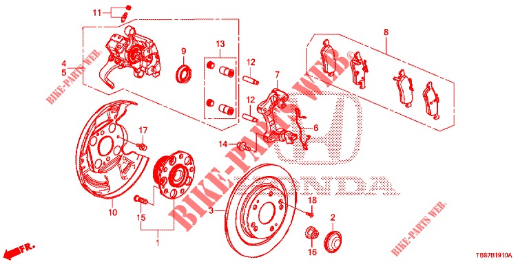 REAR BRAKE DRUM  for Honda CIVIC TOURER 1.8 ES 5 Doors 6 speed manual 2014