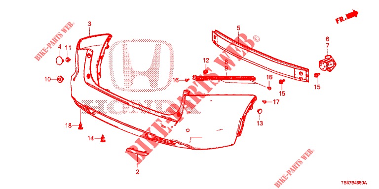 REAR BUMPER  for Honda CIVIC TOURER 1.8 ES 5 Doors 6 speed manual 2014