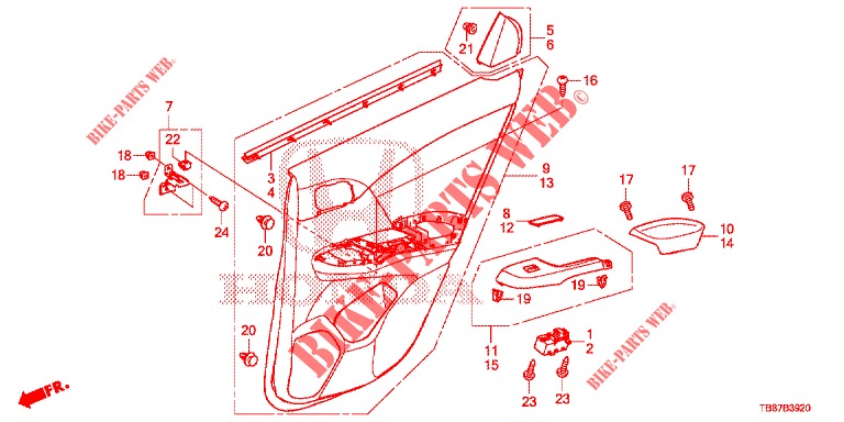 REAR DOOR LINING (4D)  for Honda CIVIC TOURER 1.8 ES 5 Doors 6 speed manual 2014