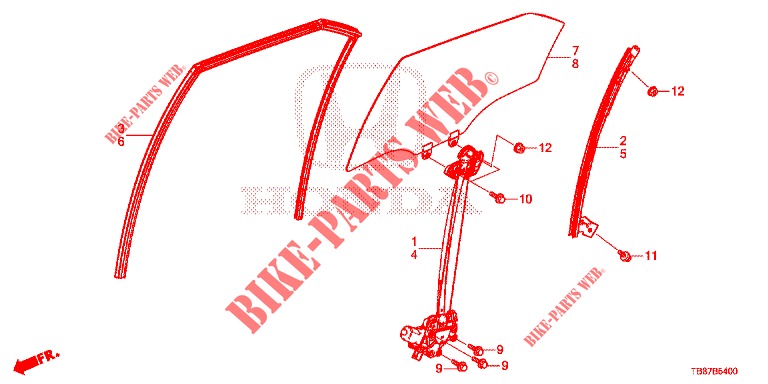 REAR DOOR WINDOWS/REGULAT OR  for Honda CIVIC TOURER 1.8 ES 5 Doors 6 speed manual 2014