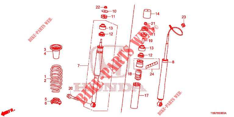 REAR SHOCK ABSORBER  for Honda CIVIC TOURER 1.8 ES 5 Doors 6 speed manual 2014