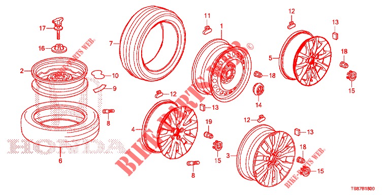TIRE/WHEEL DISKS  for Honda CIVIC TOURER 1.8 ES 5 Doors 6 speed manual 2014