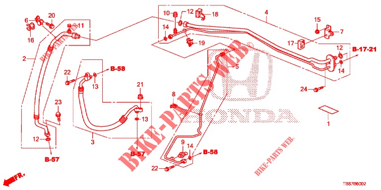 AIR CONDITIONER (FLEXIBLES/TUYAUX) (1.8L) (RH) for Honda CIVIC TOURER 1.8 LIFESTYLE 5 Doors 6 speed manual 2014