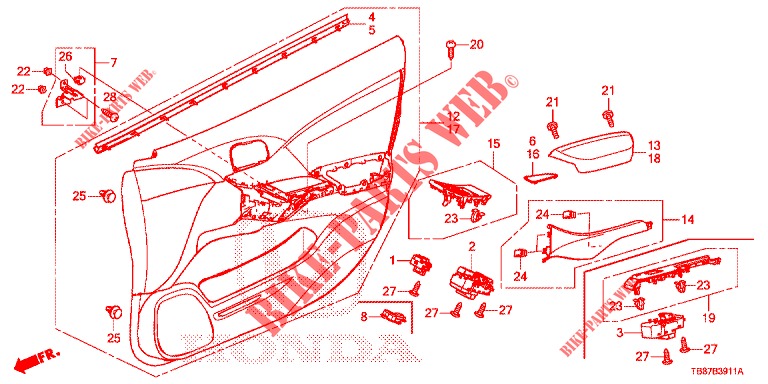 FRONT DOOR LINING (RH) for Honda CIVIC TOURER 1.8 LIFESTYLE 5 Doors 6 speed manual 2014