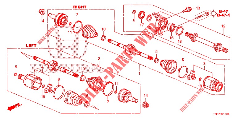 FRONT DRIVESHAFT/HALF SHA FT (1.8L) for Honda CIVIC TOURER 1.8 LIFESTYLE 5 Doors 6 speed manual 2014