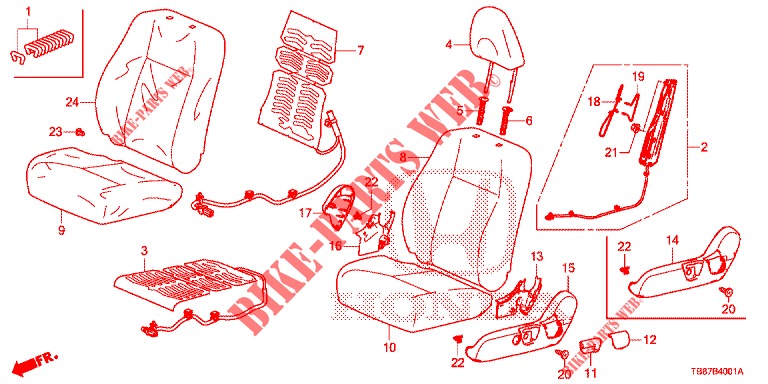 FRONT SEAT/SEATBELTS (G.) (2) for Honda CIVIC TOURER 1.8 LIFESTYLE 5 Doors 6 speed manual 2014