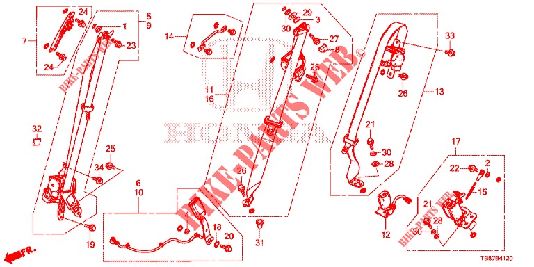 FRONT SEAT/SEATBELTS  for Honda CIVIC TOURER 1.8 LIFESTYLE 5 Doors 6 speed manual 2014