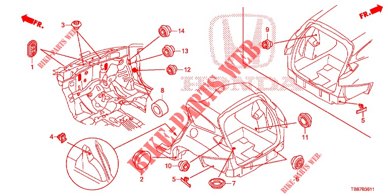 GROMMET (ARRIERE) for Honda CIVIC TOURER 1.8 LIFESTYLE 5 Doors 6 speed manual 2014