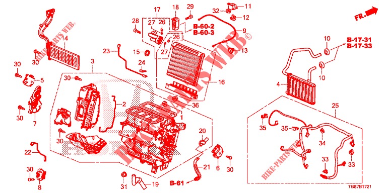 HEATER UNIT (RH) for Honda CIVIC TOURER 1.8 LIFESTYLE 5 Doors 6 speed manual 2014