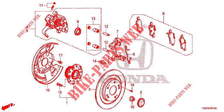 REAR BRAKE DRUM  for Honda CIVIC TOURER 1.8 LIFESTYLE 5 Doors 6 speed manual 2014