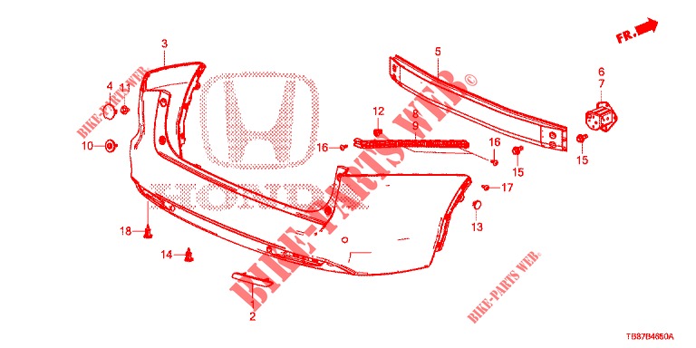 REAR BUMPER  for Honda CIVIC TOURER 1.8 LIFESTYLE 5 Doors 6 speed manual 2014
