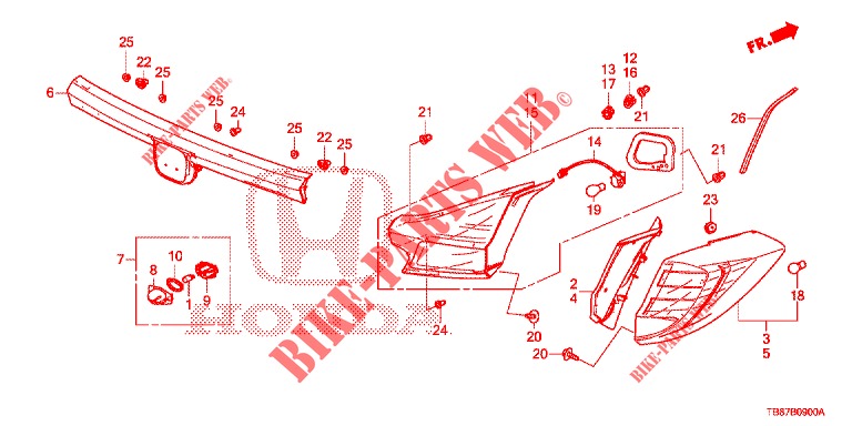 TAILLIGHT/LICENSE LIGHT (PGM FI)  for Honda CIVIC TOURER 1.8 LIFESTYLE 5 Doors 6 speed manual 2014