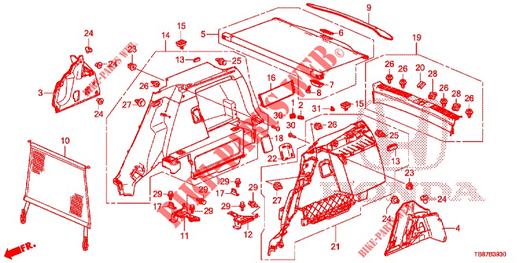 TRUNK SIDE LINING  for Honda CIVIC TOURER 1.8 LIFESTYLE 5 Doors 6 speed manual 2014