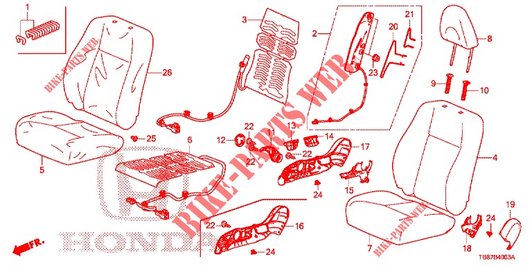FRONT SEAT/SEATBELTS (D.) (2) for Honda CIVIC TOURER 1.8 SE 5 Doors 6 speed manual 2014