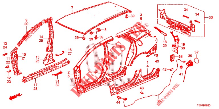 OUTER PANELS/REAR PANEL  for Honda CIVIC TOURER 1.8 SE 5 Doors 6 speed manual 2014