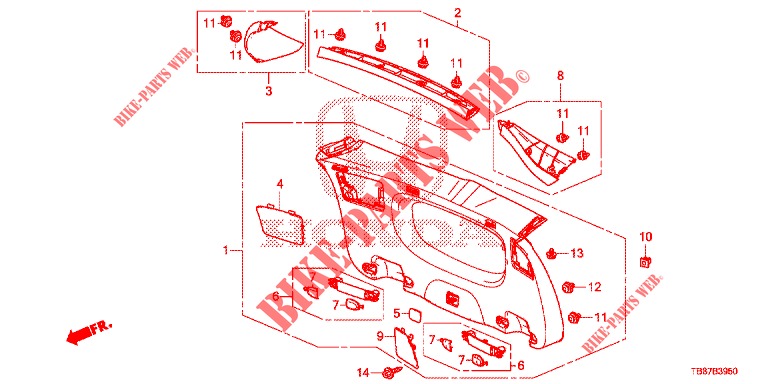 TAILGATE LINING/ REAR PANEL LINING (2D)  for Honda CIVIC TOURER 1.8 SE 5 Doors 6 speed manual 2014