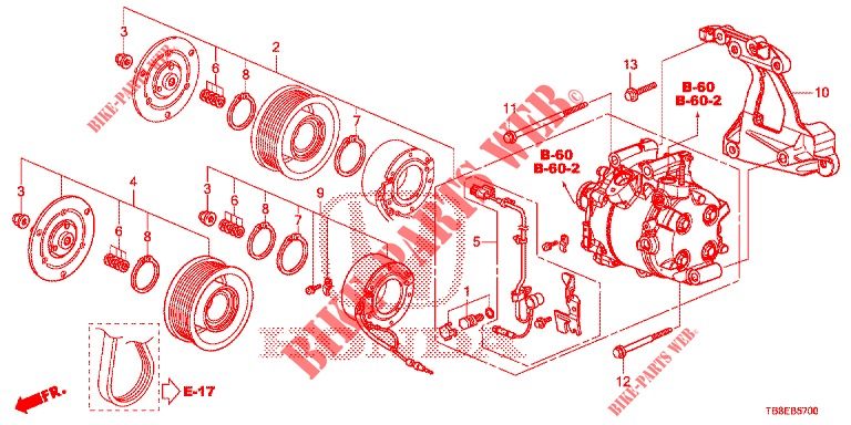 AIR CONDITIONER (COMPRESSEUR) (1.8L) for Honda CIVIC TOURER 1.8 EX 5 Doors 6 speed manual 2015